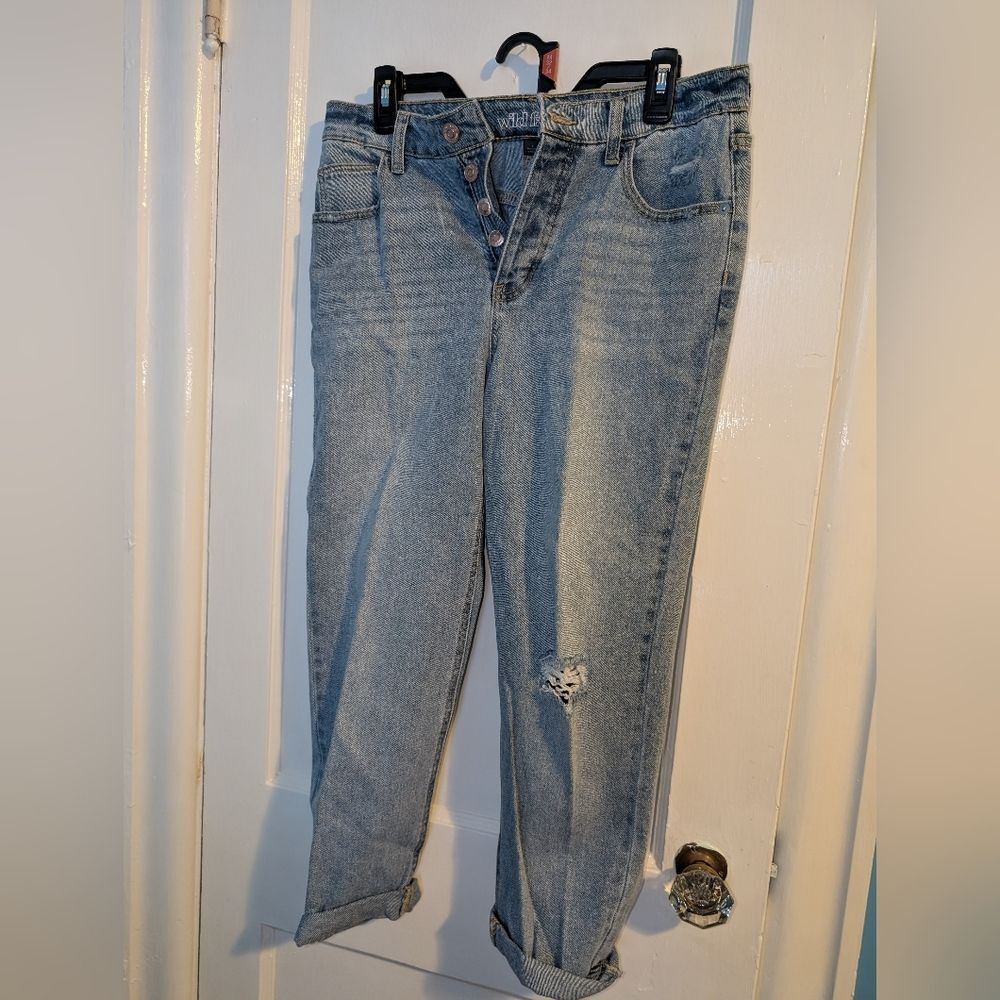 Wild Fable Distressed Pleated Mom Jeans Women’s 8 High Waist Button Fly